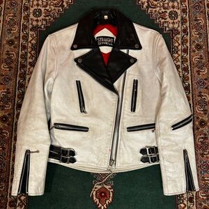 Straight to Hell White and Black “Defector” Leather Jacket (Size 36)